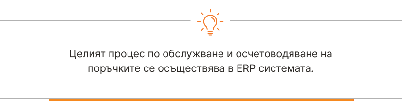 Целият процес по осчетоводяване се осъществява в ERP система